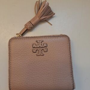 Tory Burch Beige Leather Wallet with Tassel